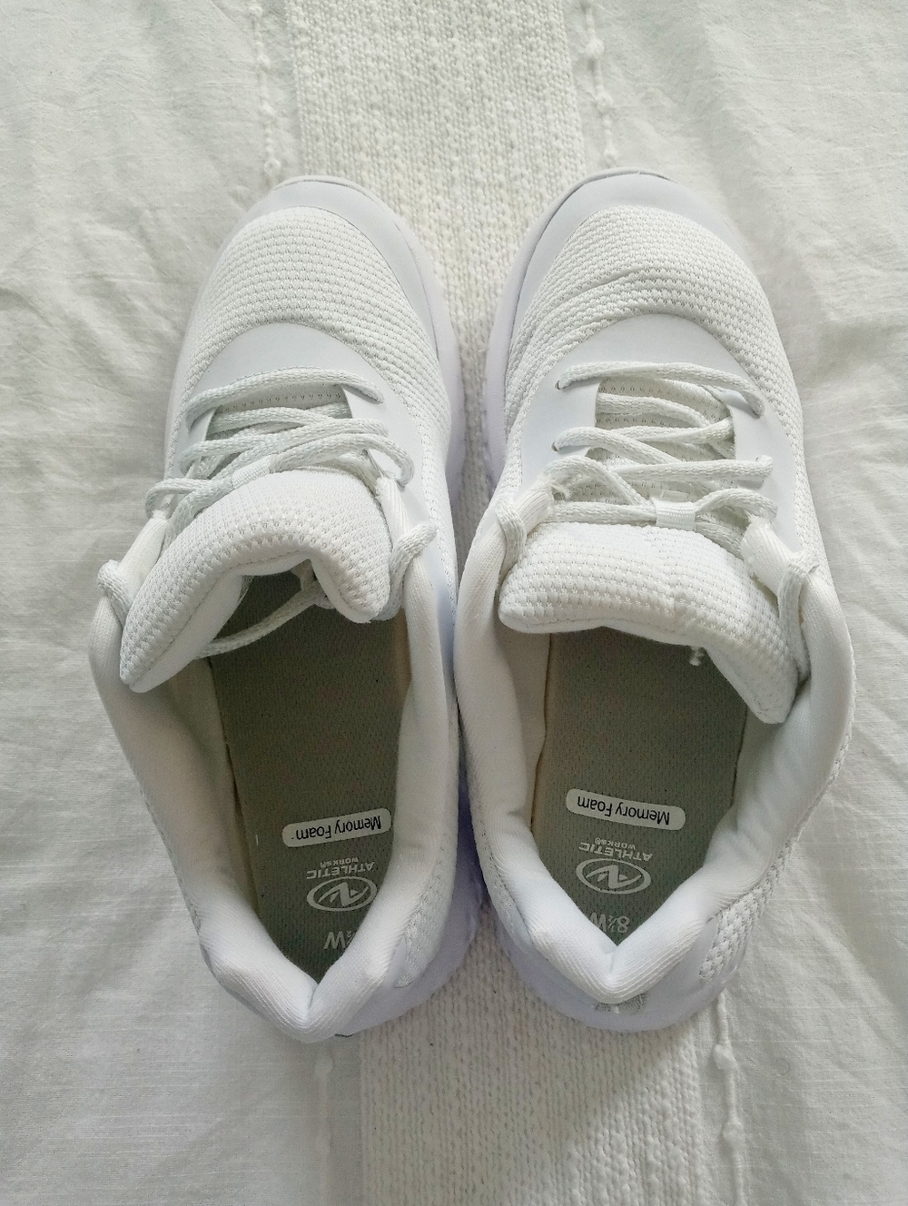 NWOT Athletic Works White & Gray Women's Sneakers, Size 8.5W, Memory Foam